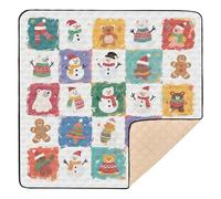 Happy Christmas White Snowman Large Sturdy Baby Girl Play mat for Floor Comfortable Foldable Newborns Kicking Mat for Newborns Babies Infants Toddlers, 50'' x 50''