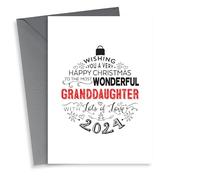 Happy Christmas Wonderful Granddaughter Bauble Design Card for Christmas 2025