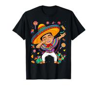 Happy Cinco De Mayo Mexican Boy Dabbing Poncho Party Kid T-Shirt