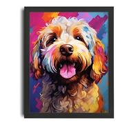 Happy Cockapoo Print Wall Art Dog Gift Pop Art Colourful Cockapoo Portrait Art A3 Poster on Canvas - Wall Art Home Decor Movie Poster Canvas Film Cinema Retro Vintage Cult Classic Nostargic Saga Mode
