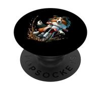 Happy Collie Riding Motocross Bike Joyfully PopSockets Adhesive PopGrip