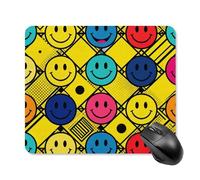 Happy Colorful Face Mouse Pad Square Mice Mat Waterproof Computer Mousepad with Non-Slip Rubber Base Wireless Mice Pad for Laptop Office Home Personalized Gaming Mousepad 25 * 30cm