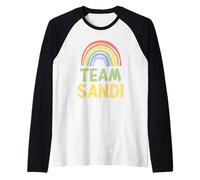 Happy Colorful Team Sandi Rainbow Pride Green Yellow Raglan Baseball Tee