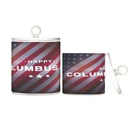 Happy Columbus Day Card with Usa Flag Gm1178116517 Clear Plastic Storage Container with lid Bathroom Essentials Decorative Storage Bins for Floss Picks,Paper Clips,2 Pack