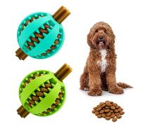 Happy Companion Dog Treat Ball - Interactive Rubber Dispenser Toy for Medium Dogs - Boredom Relief & Mental Stimulation - 7cm (2 Pack, Blue/Green)