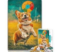 Happy Corgi 1000 Pieces Jigsaw Puzzles for Adults And Teens,Staycation Kill Time Every Piece Is Unique - Challenging Family Fun Game (38x26cm)