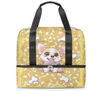 Happy Corgi Dog Sports Duffle Bag for Women Men Kirls Boys Girls 21 L Weekend Overnight Bags Wet Seperated Tote Bag for Travel Gym Yoga