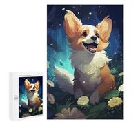 Happy Corgi Dog: Winter Activity Gift, 1000 PCS Wooden Brain Teaser for Adults, with A Decorative Finished Picture