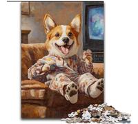 Happy Corgi Jigsaw Puzzles for Adults 1000 Piece Puzzle, for Age 14+ Fun Games Fun Activities at Home, Birthday Gifts, Travel Gifts (size 50x75cm)