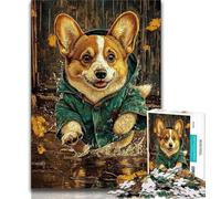Happy Corgi Jigsaw Puzzles for Teenagers 1000 Jigsaws,Staycation Kill Time Every Piece Is Unique - Challenging Family Fun Game 38x26cm