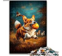 Happy Corgi JigsawPuzzle 1000 Pieces for Adults, Fun Games Every Piece Is Unique - Challenging Family Fun Game (50x75cm)