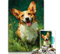 Happy Corgi Jigsaws Puzzles 1000 Pieces for Adults Gifts,Brain Intelligence Challenge Addictive Toys for Home Decoration (38x26cm)