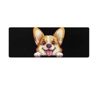 Happy Corgi Puppy Dog Gaming Mouse Pad Computer Laptop Desk Mat Rubber Base Large Mousepad
