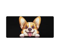 Happy Corgi Puppy Dog Gaming Mouse Pad Computer Laptop Desk Mat Rubber Base Large Mousepad