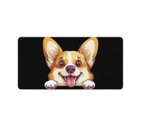 Happy Corgi Puppy Dog Gaming Mouse Pad Computer Laptop Desk Mat Rubber Base Large Mousepad