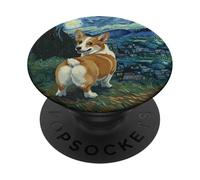 Happy Corgi Starry Night Impressionist Art Aesthetic PopSockets Adhesive PopGrip