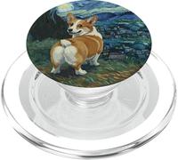 Happy Corgi Starry Night Impressionist Art Aesthetic PopSockets PopGrip for MagSafe