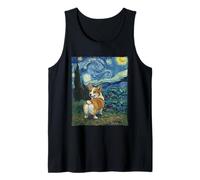 Happy Corgi Starry Night Impressionist Art Aesthetic Tank Top