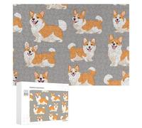 Happy Corgis Dogs Wooden Jigsaw Puzzles for Adults Brain-Teasing Game Idea Puzzle Gift 300 PCS