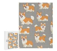 Happy Corgis Dogs Wooden Jigsaw Puzzles for Adults Funny Brain-Teasing Game Idea Puzzle Gift