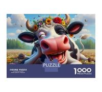 Happy Cow Flower Crown 1000pc Premium Jigsaw Puzzle Puzzle for Adults Extra-Thick Cardboard Stress Relief Travel Adults Kids Age 12 Years Up 52x38cm/1000pcs