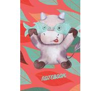 Happy Cow Pisces Notebook - Cute Piscean Notepad with Fun Fall Leaves and Joyful Bull Cow Pink Red Background 100 Lined Pages