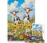 Happy Cows in A Meadow Jigsaw Puzzles for Teenagers 1000 Pieces Memory Train Fine Thick Home Game Birthday Present (50x75cm)