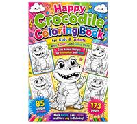 Happy Crocodile Coloring Book for Kids & Adults with ADHD and Gifted Minds - Cute Animal Designs for Relaxation and Focus: 85 fun crocodile ... for creativity, calmness and concentration
