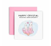 Happy Crystal Anniversary Card - 15th Anniversary Card for Husband or Wife - Happy Wedding Anniversary 14.8cm (Crystal 15th)