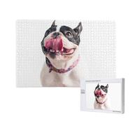 Happy Curious Dog French Bulldog,1000 Pieces Wooden Jigsaw Family Game Jigsaw Puzzles for Adults Teens Home Decor