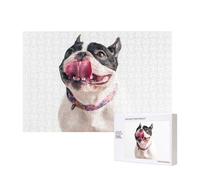 Happy Curious Dog French Bulldog,300 Pieces Wooden Jigsaw Family Game Jigsaw Puzzles for Adults Teens Home Decor