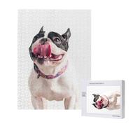 Happy Curious Dog French Bulldog,500 Pieces Wooden Jigsaw Family Game Jigsaw Puzzles for Adults Teens