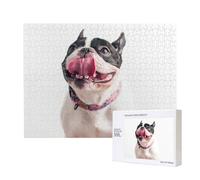 Happy Curious Dog French Bulldog,500 Pieces Wooden Jigsaw Family Game Jigsaw Puzzles for Adults Teens Home Decor