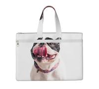 Happy Curious Dog French Bulldog,Canvas Document Bag Zipper File Tote Bag Handbag Briefcase for School Office