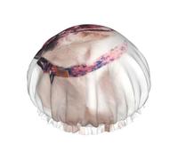 Happy Curious Dog French Bulldog Double Layer Elastic Waterproof Shower Cap Reusable Bath Cap