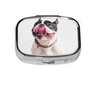 Happy Curious Dog French Bulldog,Meta Pill Box 2 Compartment Medicine Case,Portable Organizer,Rectangle Meta Portable Organizer Pill Box 1067 Compartment Medicine Case