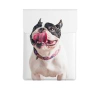 Happy Curious Dog French Bulldog, PU Leather Laptop Sleeve, Notebook Bag Laptop Case Sleeve Tablet Briefcase