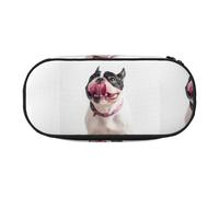 Happy Curious Dog French Bulldog,Small Pencil Case Large Capacity Pencil Pouch Office Stationery Organizer
