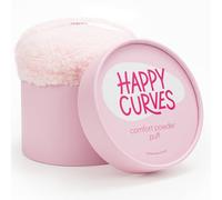 HAPPY CURVES Comfort Powder Puff - Large Powder Puff for Body Powder Applicator with Storage Container, Compatible with Talcum Free Women (Powder Sold Separately)