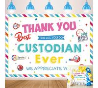 Happy Custodian Day Backdrop Best Custodian Ever Appreciation Background Educational Backdrops Thank You for All You do We Appreciate You Banner Party Decorations Photo Props (94X70 inch (8x6FT))