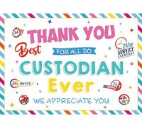 Happy Custodian Day Backdrop Best Custodian Ever Appreciation Background Educational Backdrops Thank You for All do We Appreciate You Banner Party Decorations Photo Props (70x40 inch (6x4FT))