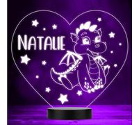 Happy Cute Baby Dragon & Stars Led Lamp Personalised Gift Night Light | Personalised Gift For Home, Lamp Room Décor | Kids & Adults Night Lights With Name | Personalised Gift For Bedroom |