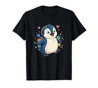 Happy Cute Baby Penguin Rainbow Splash Hearts T-Shirt