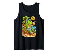 Happy Cute Kawaii Dinosaur Cartoon Hawaiian Tropical Island Tank Top