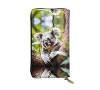 Happy Cute koala Print Leather Long Clutch Wallet â€“ Fashion Personalized Wallet, Multiple Card Slots and Coin Pocket, Black, One Size