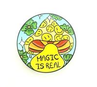 Happy Cute Magical Magic Is Real Hippie Mushroom Garden Metal Enamel Country Flags Pin Badge