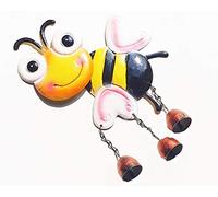 Happy Cute Smiling Bumble Bee Wind chime Metal Honey Bee with Sweet Smiling Face and Pink or Blue Tipped Wings