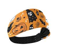 Happy Cute Spooky Season Orange no slip workout headband Stretchy tennis sweatbands for Yoga Gym Yoga washing face cintas para el pelo de mujer