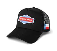 Happy Dad Trucker Hat, Trendy Mens Hats with Breathable Mesh Back, Snap Closure, Birthday Gifts, Snapback Cap, Texas Black, One Size