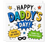 Happy Daddy’s Day Card for Daddy from Son Daughter or Kids - Funny Cute Father’s Day Greeting Card - Premium 150x150mm Blank Inside Card with Envelope - Made in Britain UK Printed (Comic)